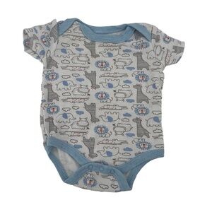 duck duck goose Blue Gray Short Sleeve Animal Print Onesie Size 3-6 Months